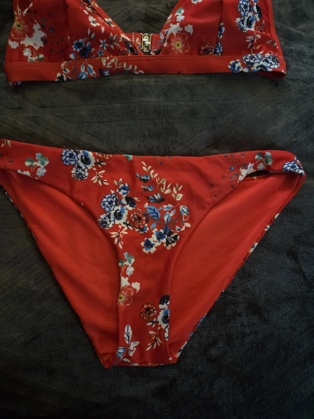 Cupshe Red Floral Triangle Bikini Set